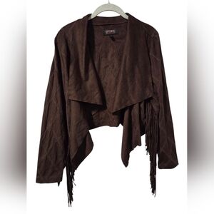 Shyanne faux suede fringe jacket LARGE embroidered Brown Western Rodeo Cowgirl